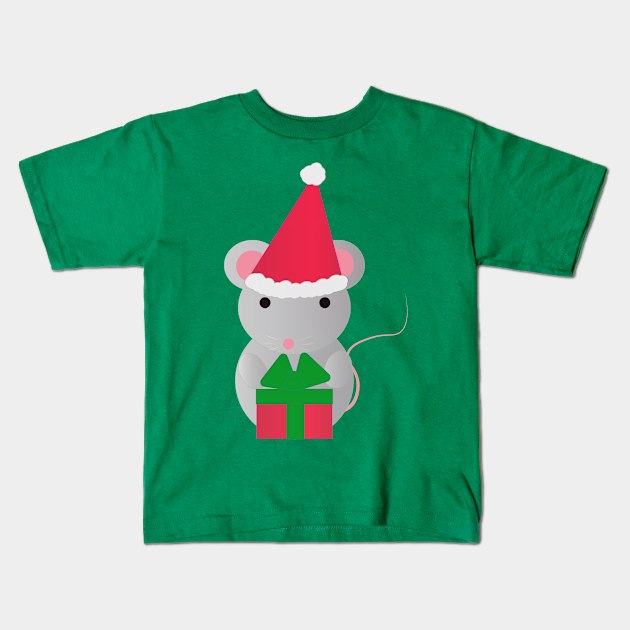 Christmas Mouse Kids T-Shirt by Hedgie Designs